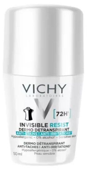 Vichy Invisible Resist 72H Αποσμητικό Roll-On Κατά των Σημαδιών & της Έντονης Εφίδρωσης 50ml