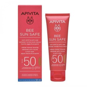 APIVITA BEE SUN SAFE Κρέμα Προσώπου κατά των Πανάδων & των Ρυτίδων SPF50 με χρώμα-Golden απόχρωση