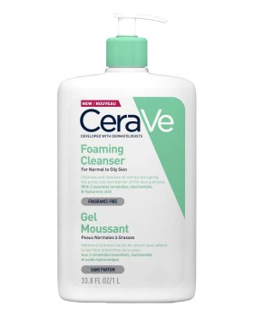 CeraVe Foaming Cleanser Καθαριστικό Gel Προσώπου & Σώματος Για Κανονική έως Λιπαρή Επιδερμίδα 1lt