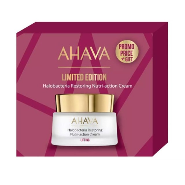 Ahava Limited Edition Halobacteria Restoring Nutri-Action Cream Κρέμα Προσώπου Ημέρας για Ώριμη Επιδερμίδα, 50ml & Δώρο Uplift Night Cream Επανορθωτική Κρέμα Νύχτας Προσώπου, 15ml, 1σετ