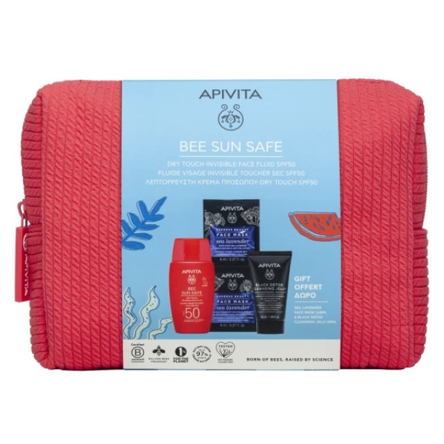 Apivita Promo Bee Sun Safe Dry Touch Invisible Face Fluid SPF50+ 50ml & Black Detox Cleansing Jelly 50ml & Face Mask Sea Lavender 2x8ml