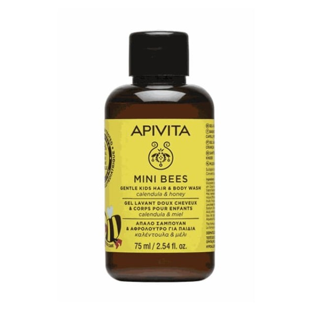 Apivita Mini Bees Απαλό Σαμπουάν & Αφρόλουτρο για Παιδιά με Καλέντουλα & Μέλι, 75ml