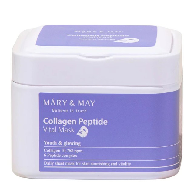 MARY & MAY Collagen Peptide Vital Mask Pack (30 sheets)