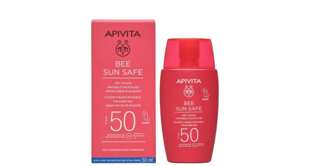 APIVITA BEE SUN SAFE Λεπτόρρευστη Kρέμα Προσώπου Dry Touch SPF50