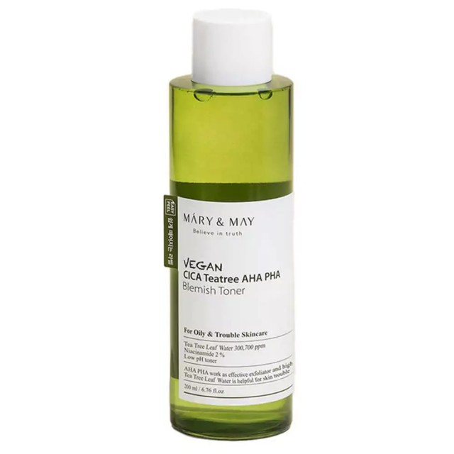 MARY & MAY VEGAN CICA TEA TREE AHA PHA BLEMISH TONER- Τονωτική Λοσιόν Για Προβληματικό Δέρμα