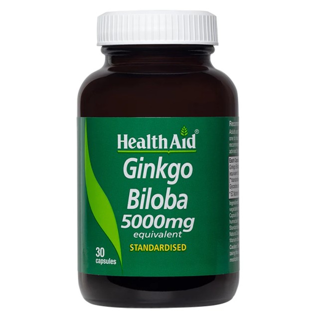 HEALTH AID Gingko Biloba 5000mg  Συμπλήρωμα Διατροφής για την υποστήριξη του Κυκλοφορικού  30 Κάψουλες