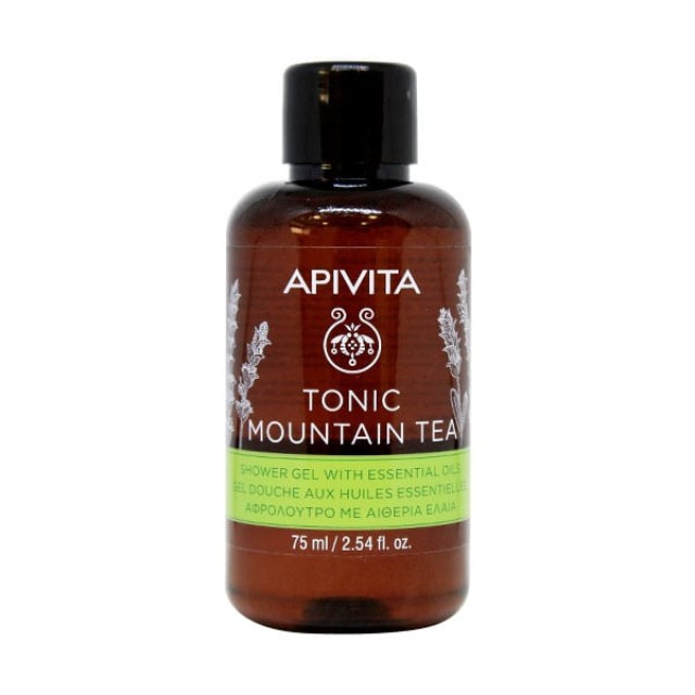 Apivita Tonic Mountain Tea Shower Gel Αφρόλουτρο με Αιθέρια Έλαια 75m