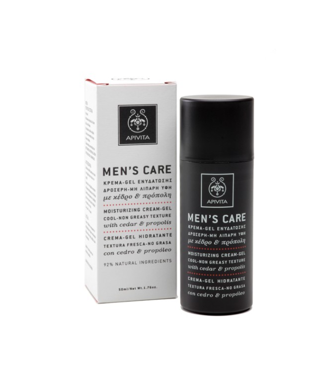 Apivita Mens Care Κρέμα-Gel Ενυδάτωσης Δροσερή Μη Λιπαρή Υφή με Κέδρο και Προπόλη 50ml