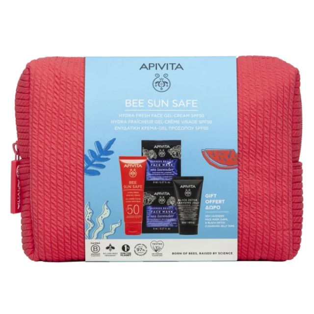 Apivita Promo Bee Sun Safe Hydra Face Gel Cream SPF50+, 50ml & Black Detox Cleansing Gel 50ml & Face Mask Sea Lavender 2x8ml