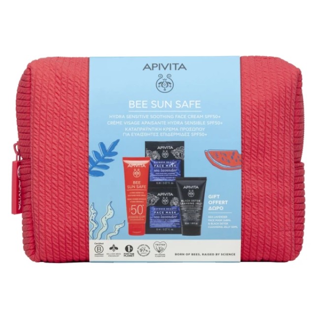 Apivita Promo Bee Sun Safe Hydra Sensitive Soothing Face Cream SPF50+ 50ml & Black Detox Cleansing Gel 50ml & Face Mask Sea Levander 2x8ml