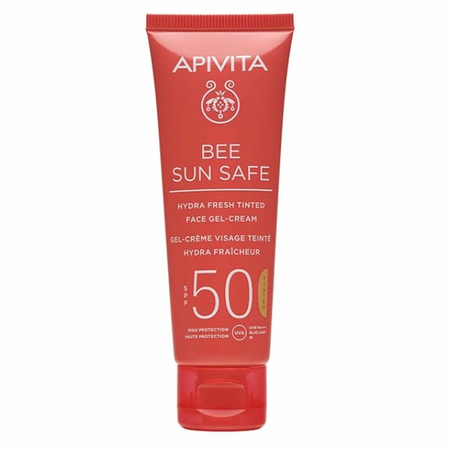 APIVITA BEE SUN SAFE Ενυδατική Κρέμα-Gel Προσώπου με Χρώμα SPF50