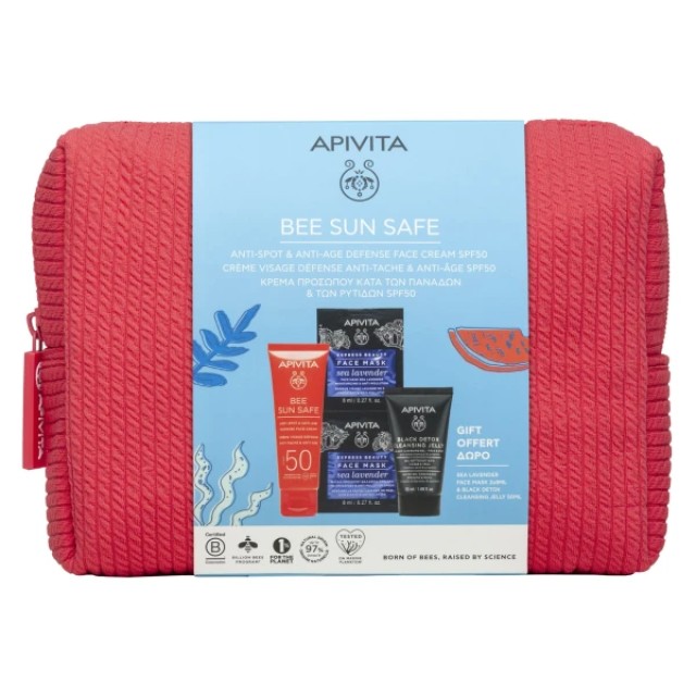 Apivita Promo Bee Sun Safe Anti Spot & Anti Age Defense Face Cream SPF50+ 50ml & Black Detox Cleansing Gel 50ml & Face Mask Sea Lavender 2x8ml