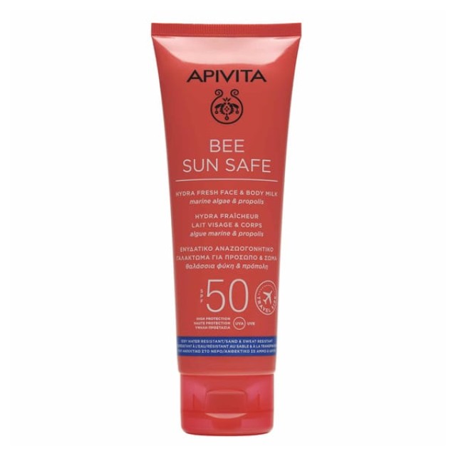 APIVITA BEE SUN SAFE Ενυδατικό Αναζωογονητικό Γαλάκτωμα για Πρόσωπο & Σώμα SPF50 - Travel Size