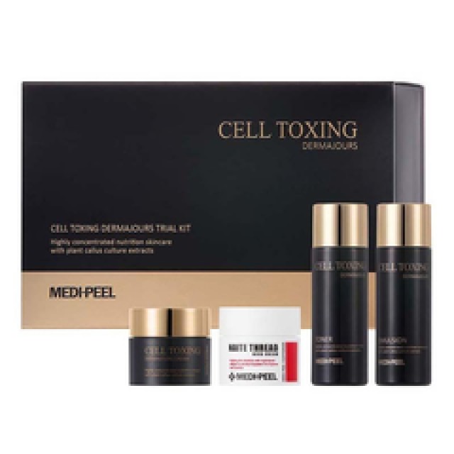 MEDIPEEL Cell Toxing Dermajours Trial Kit MediPeel Cell Toxing Dermajours Toner, 30ml - MediPeel Cell Toxing Dermajours Emulsion 30ml - MediPeel Cell Toxing Dermajours Cream 10gr - MediPeel Naite Thread Neck Cream 10gr