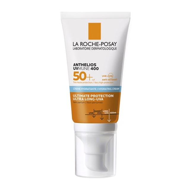 La Roche Posay Anthelios UVMune 400 Hydrating Cream SPF50+ Αντηλιακή Ενυδατική Κρέμα Προσώπου Χωρίς Άρωμα, 50ml